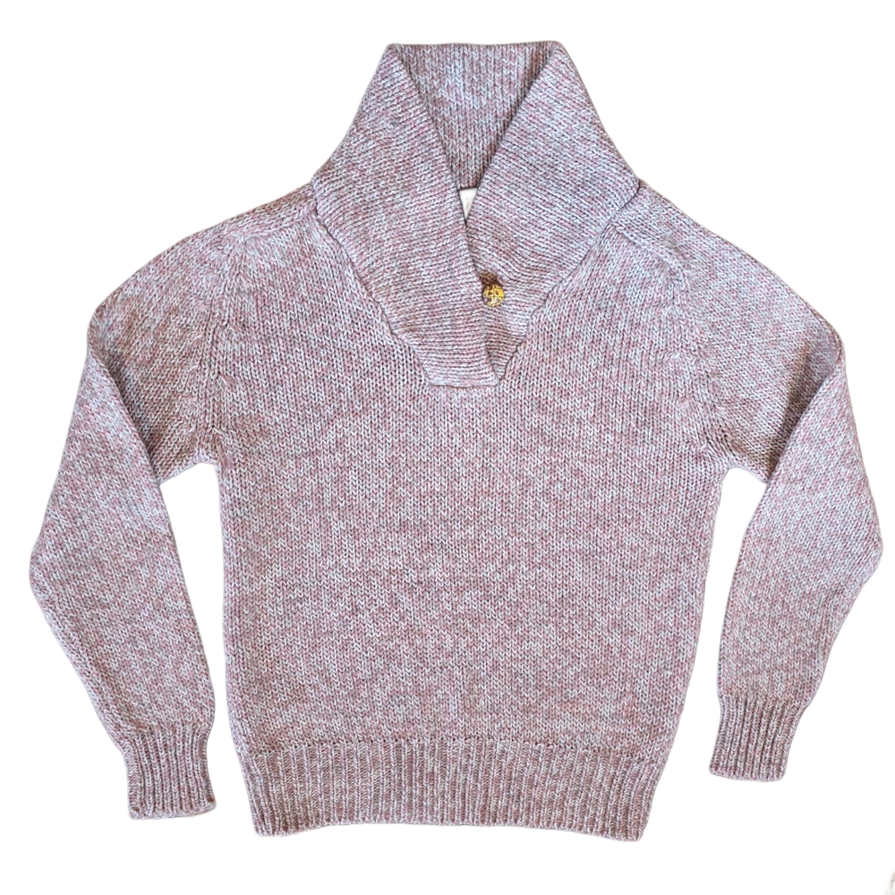Vintage 80s Grannycore Shawl Single Button Sweater Light Pink Acrylic/Wool